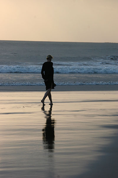 Walking on beach